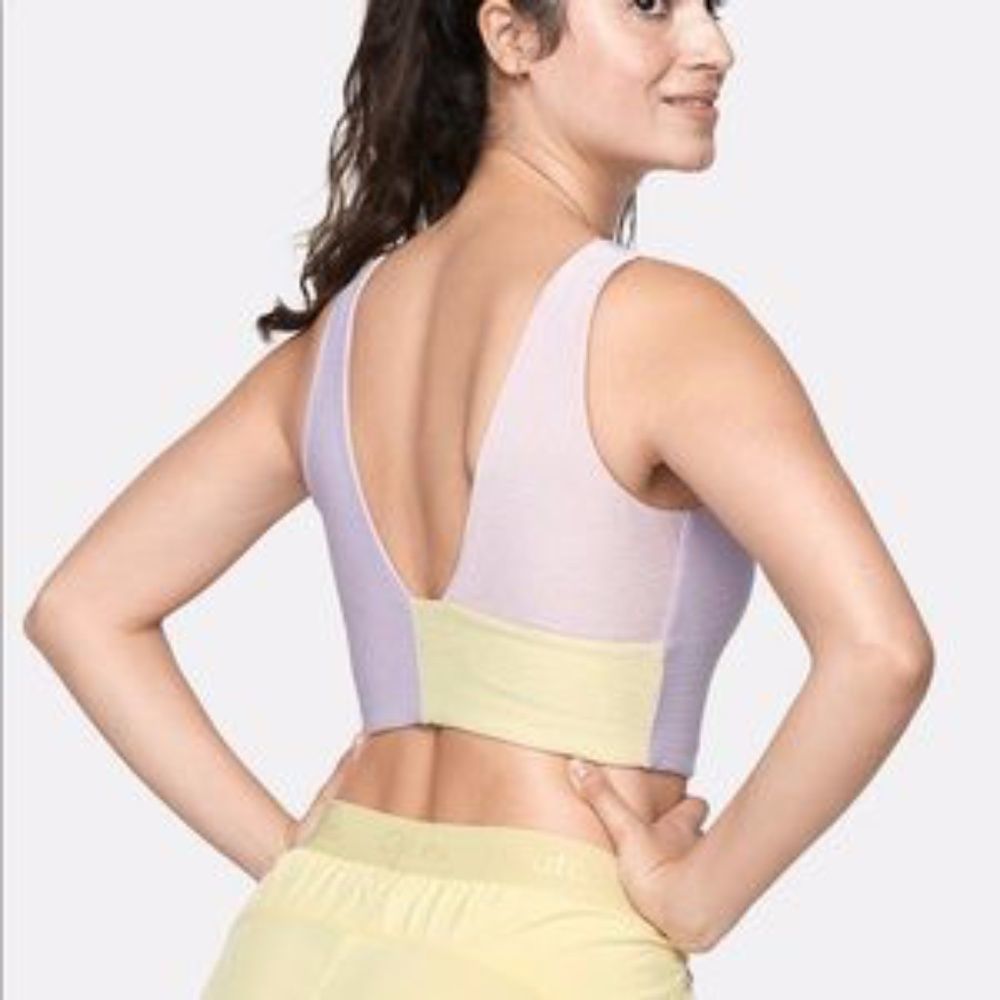 OUTDOOR VOICES Venus Crop Top Bra V-Back High Neck RARE Size Small Like NEW
